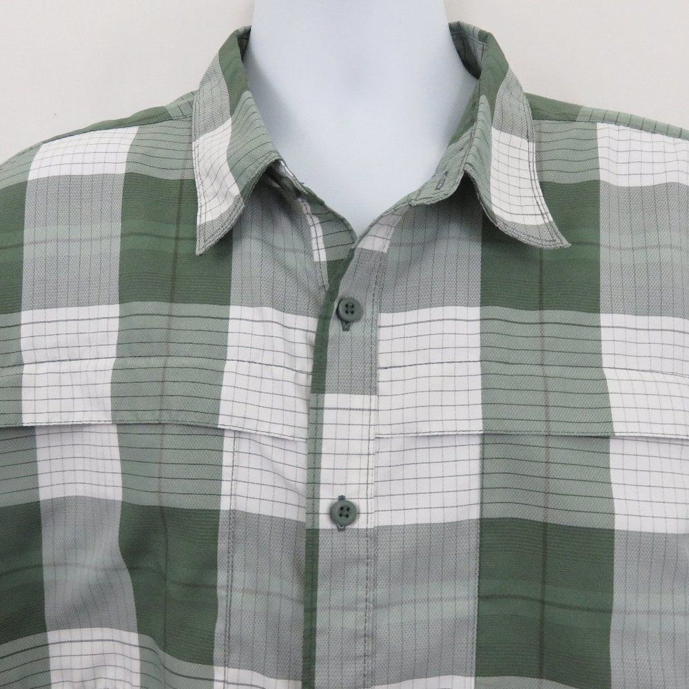Wrangler Quick Dry Plaid Shirt Green Gray White XL